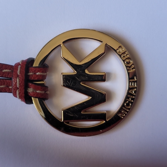 Red Leather Michael Kors Shoulder Handbag Purse Zipper Closure - Picture 6 of 16